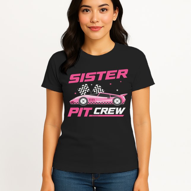 Girl Race Car Birthday Decorations Racing Sister Pit Crew Womens T-Shirt