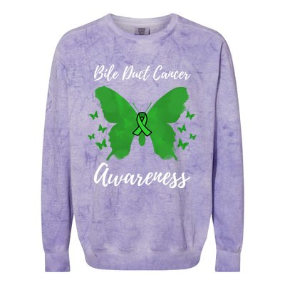 Green Ribbon Cholangiocarcinoma Bile Duct Cancer Awareness Meaningful Gift Colorblast Crewneck Sweatshirt