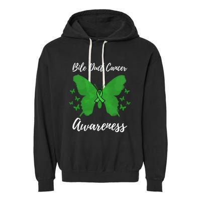 Green Ribbon Cholangiocarcinoma Bile Duct Cancer Awareness Meaningful Gift Garment-Dyed Fleece Hoodie