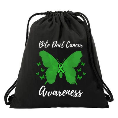 Green Ribbon Cholangiocarcinoma Bile Duct Cancer Awareness Meaningful Gift Drawstring Bag