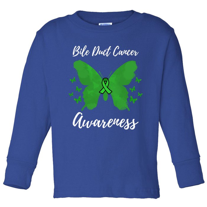 Green Ribbon Cholangiocarcinoma Bile Duct Cancer Awareness Meaningful Gift Toddler Long Sleeve Shirt