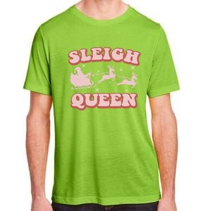 Groovy Retro Christmas Santa And Reindeer Sleigh Queen Gift Adult ChromaSoft Performance T-Shirt