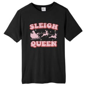 Groovy Retro Christmas Santa And Reindeer Sleigh Queen Gift Tall Fusion ChromaSoft Performance T-Shirt