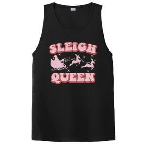 Groovy Retro Christmas Santa And Reindeer Sleigh Queen Gift PosiCharge Competitor Tank