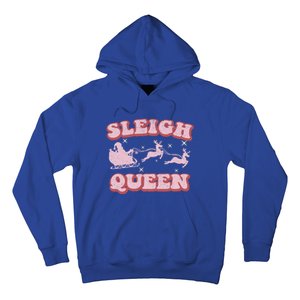 Groovy Retro Christmas Santa And Reindeer Sleigh Queen Gift Hoodie