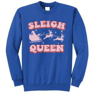 Groovy Retro Christmas Santa And Reindeer Sleigh Queen Gift Sweatshirt