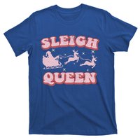 Groovy Retro Christmas Santa And Reindeer Sleigh Queen Gift T-Shirt