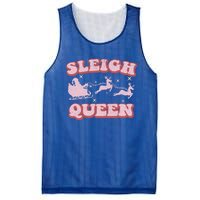 Groovy Retro Christmas Santa And Reindeer Sleigh Queen Gift Mesh Reversible Basketball Jersey Tank