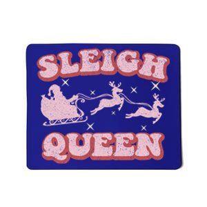 Groovy Retro Christmas Santa And Reindeer Sleigh Queen Gift Mousepad