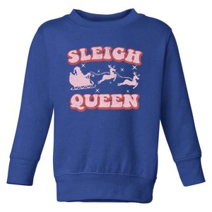 Groovy Retro Christmas Santa And Reindeer Sleigh Queen Gift Toddler Sweatshirt