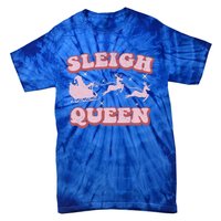 Groovy Retro Christmas Santa And Reindeer Sleigh Queen Gift Tie-Dye T-Shirt