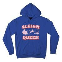 Groovy Retro Christmas Santa And Reindeer Sleigh Queen Gift Tall Hoodie