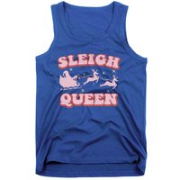 Groovy Retro Christmas Santa And Reindeer Sleigh Queen Gift Tank Top