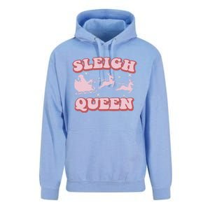 Groovy Retro Christmas Santa And Reindeer Sleigh Queen Gift Unisex Surf Hoodie