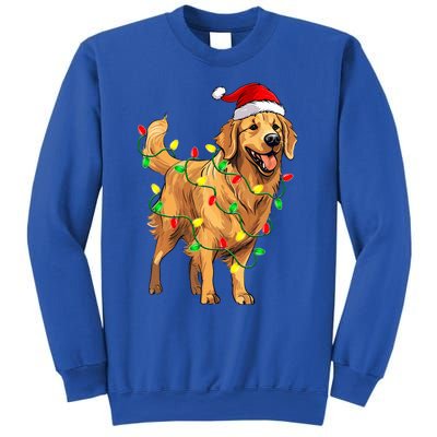 Golden Retriever Christmas Santa Hat Tree Lights Pajama  Sweatshirt