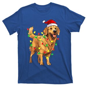 Golden Retriever Christmas Santa Hat Tree Lights Pajama  T-Shirt