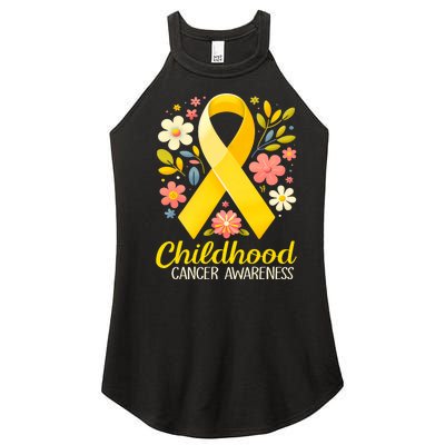 Gold Ribbon Childhood Cancer Awareness Women’s Perfect Tri Rocker Tank