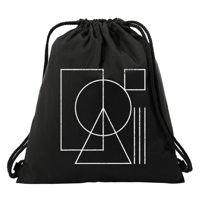Geometric Rectangle Circle Triangle Square Shape Lines Peace Drawstring Bag