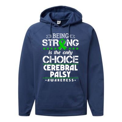 Green Ribbon Cool Gift Cerebral Palsy Awareness Cool Gift Performance Fleece Hoodie