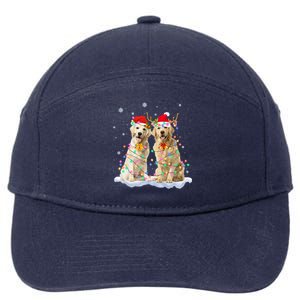 Golden Retriever Christmas Santa Hat Reindeer Lights Pajama Gift 7-Panel Snapback Hat