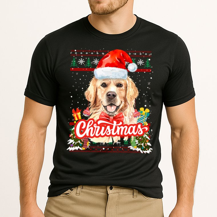 Golden Retriever Christmas Jumper Costume Idea Gift Cooling Performance Crew T-Shirt