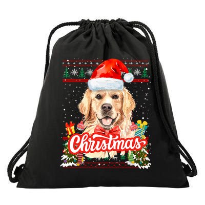 Golden Retriever Christmas Jumper Costume Idea Gift Drawstring Bag
