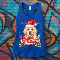 Golden Retriever Christmas Jumper Costume Idea Gift Womens Tank Top