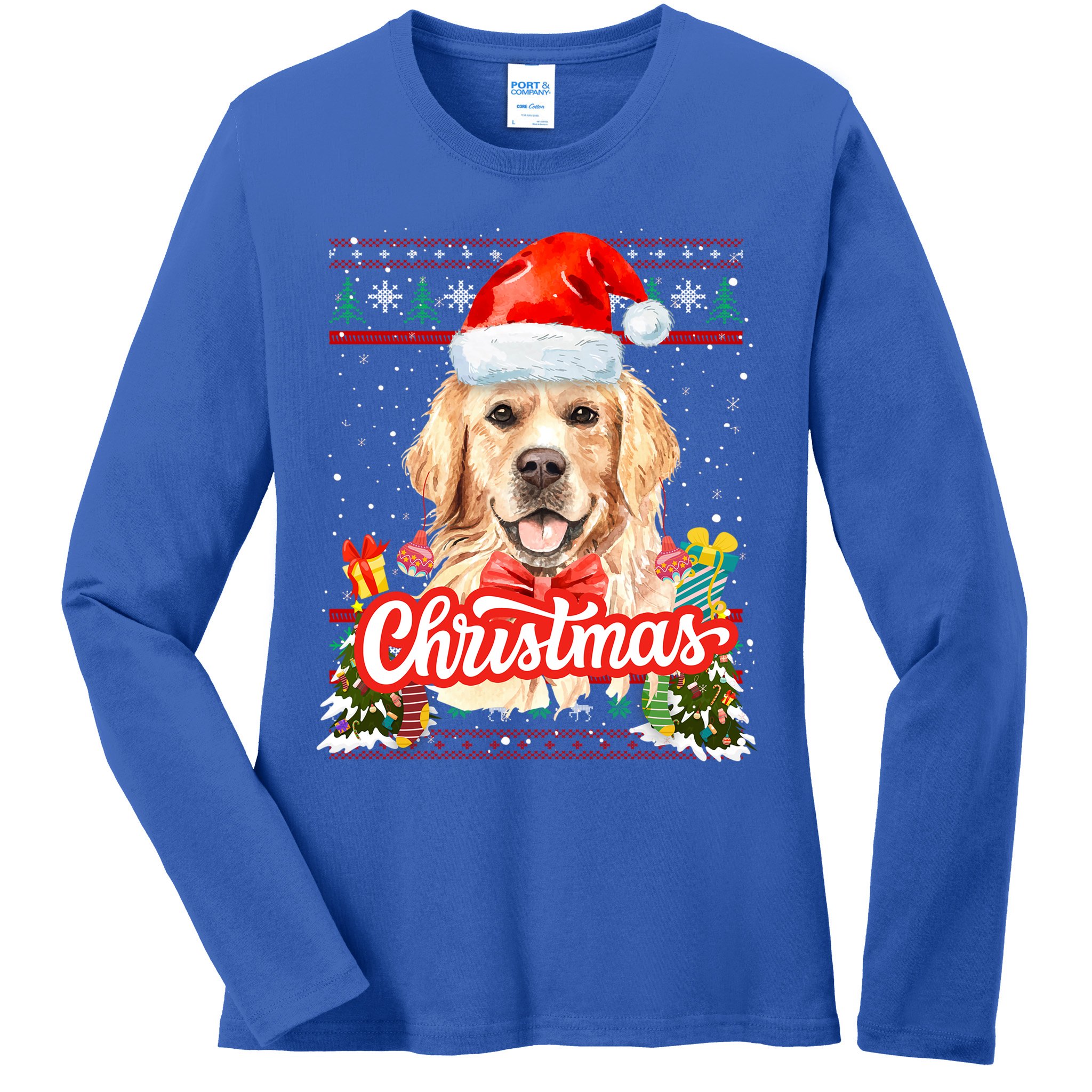 Golden Retriever Christmas Jumper Costume Idea Gift Ladies Long Sleeve Shirt