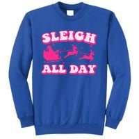 Groovy Retro Christmas Pink Santa Reindeer Sleigh All Day Gift Tall Sweatshirt