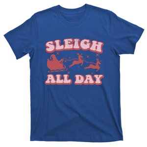 Groovy Retro Christmas Santa And Reindeer Sleigh All Day Meaningful Gift T-Shirt