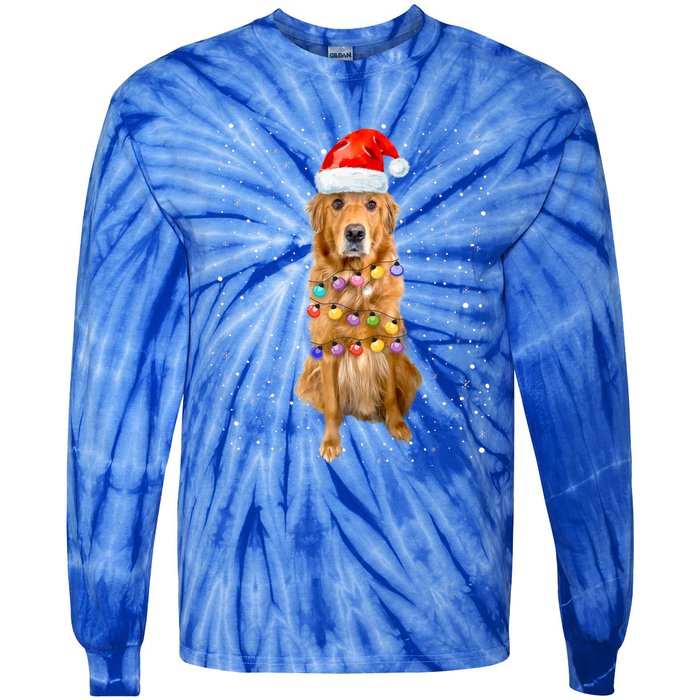 Golden Retriever Christmas Idea And Santa Hat Xmas Gift Tie-Dye Long Sleeve Shirt