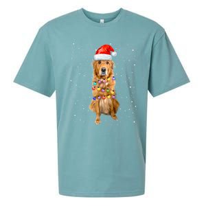 Golden Retriever Christmas Idea And Santa Hat Xmas Gift Sueded Cloud Jersey T-Shirt