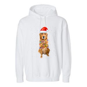 Golden Retriever Christmas Idea And Santa Hat Xmas Gift Garment-Dyed Fleece Hoodie