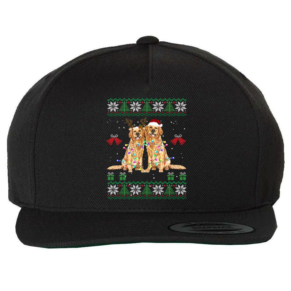 Golden Retriever Christmas Sweater Funny Gift Wool Snapback Cap