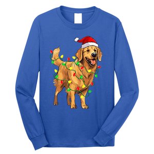 Golden Retriever Christmas Santa Hat Tree Lights Pajama  Long Sleeve Shirt