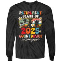 Groovy Retirement Class Of 2025 Countdown In Progress Tie-Dye Long Sleeve Shirt