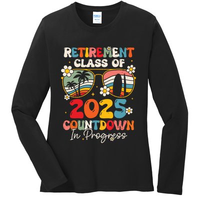 Groovy Retirement Class Of 2025 Countdown In Progress Ladies Long Sleeve Shirt