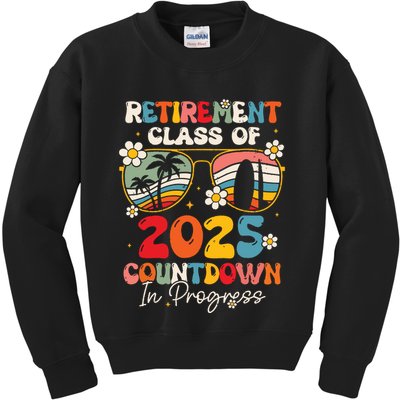 Groovy Retirement Class Of 2025 Countdown In Progress Kids Sweatshirt