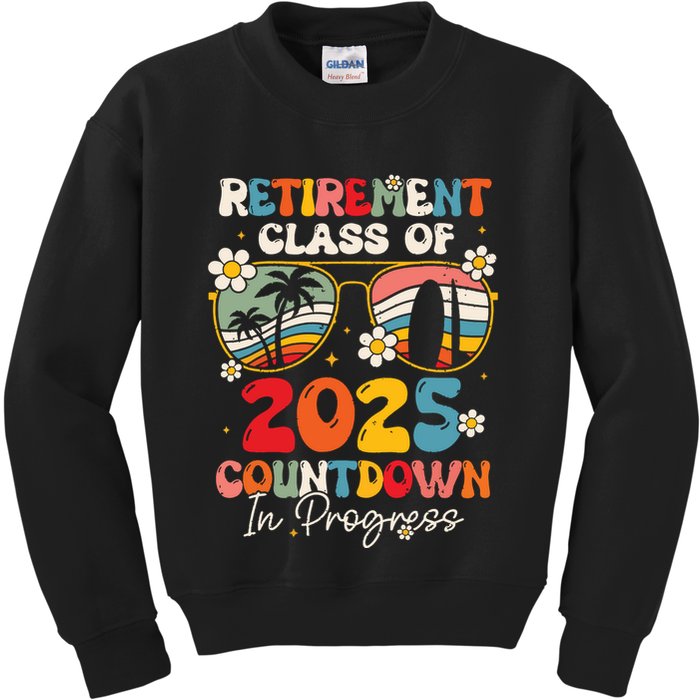 Groovy Retirement Class Of 2025 Countdown In Progress Kids Sweatshirt
