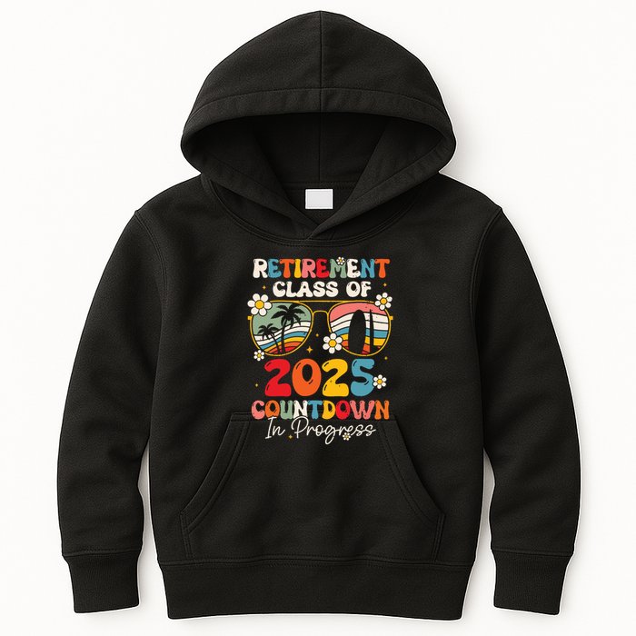 Groovy Retirement Class Of 2025 Countdown In Progress Kids Hoodie