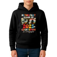 Groovy Retirement Class Of 2025 Countdown In Progress Kids Hoodie