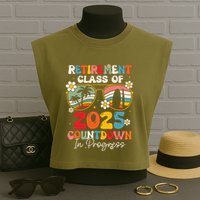 Groovy Retirement Class Of 2025 Countdown In Progress Garment-Dyed Women's Muscle Tee