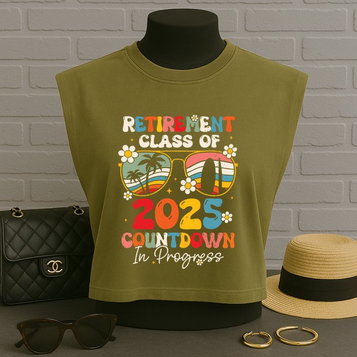 Groovy Retirement Class Of 2025 Countdown In Progress Garment-Dyed Women's Muscle Tee