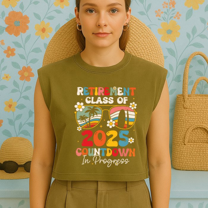 Groovy Retirement Class Of 2025 Countdown In Progress Garment-Dyed Women's Muscle Tee