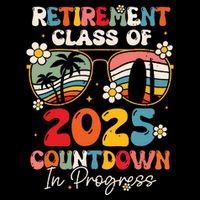 Groovy Retirement Class Of 2025 Countdown In Progress Drawstring Bag