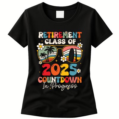 Groovy Retirement Class Of 2025 Countdown In Progress Womens T-Shirt