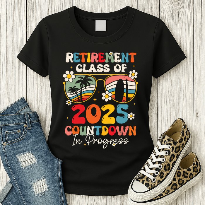 Groovy Retirement Class Of 2025 Countdown In Progress Womens T-Shirt