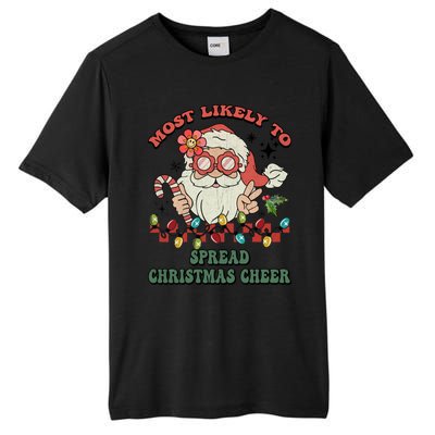 Groovy Retro Christmas Most Likely To Spread Christmas Cheer Gift Tall Fusion ChromaSoft Performance T-Shirt