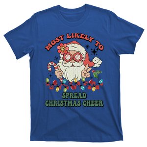 Groovy Retro Christmas Most Likely To Spread Christmas Cheer Gift T-Shirt