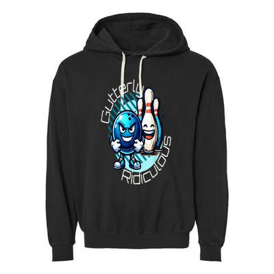 Gutterly Ridiculous Cartoon Bowling Garment-Dyed Fleece Hoodie